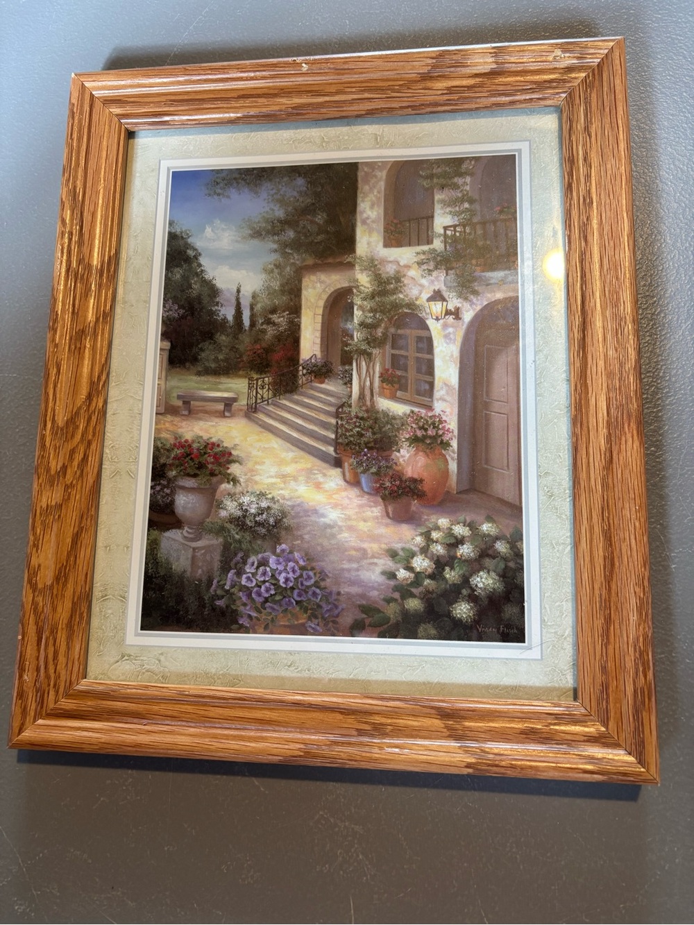 Vivian Flasch Tuscan Courtyard Framed Print Mediterranean Floral Wall Art
